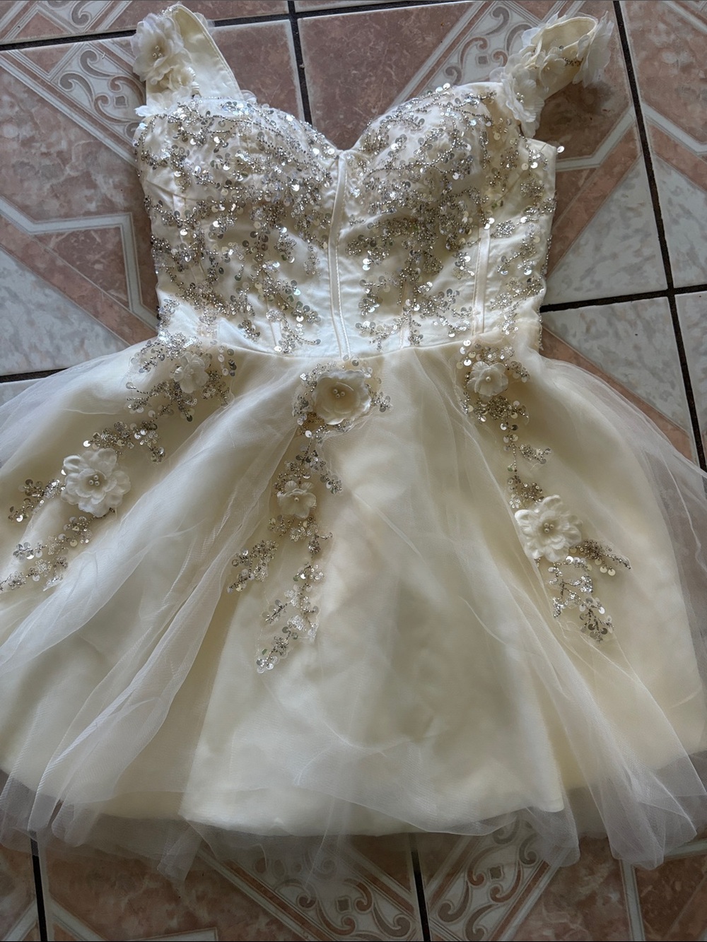 Cream short formal dress